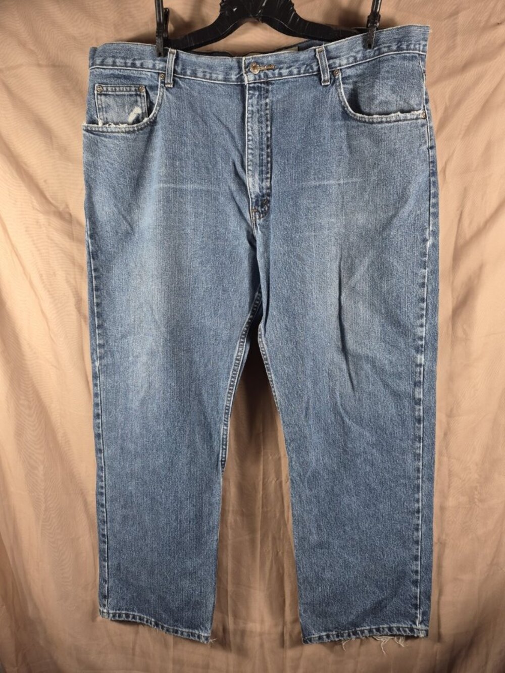 Loose Authentic Women's Blue Straight Distressed Hem Grunge Biker Jeans Size 24